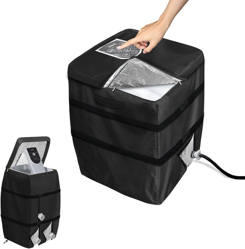 Hadisi Hot Tub Spa Heater Pump Winter Cover,with Insulation Aluminum Foil and Plush Lining,Waterproof Dustproof Hot Tub Spa Heater Pump Cover(Black,Square) - Image 1